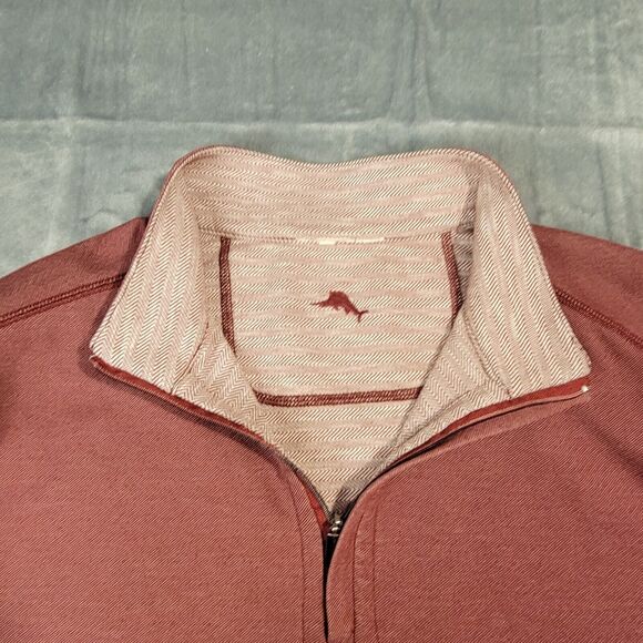 Tommy Bahama Sweater Mens 2XL Quarter Zip Pullover Shirt Size XXL‎ Heather Red - Picture 3 of 7